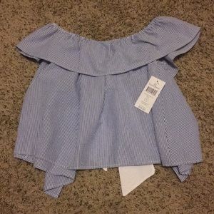 Lauren James Striped Ruffle Top